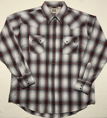 Ely Cattleman Shirt Mens XL Plaid Western Pearl Snap Long Sleeve Multicolor VTG