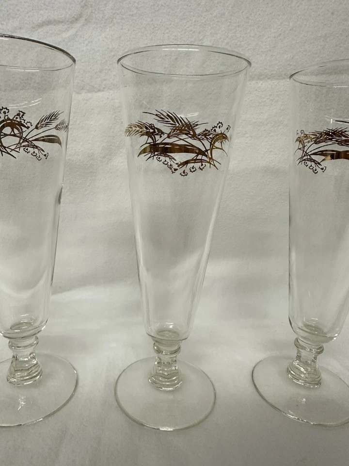 Juego de 3 vasos Lifetime Prairie Gold Pilsner de colección trigo MCM barware 8,25" Foto 3 de 4