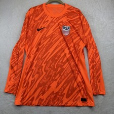 USA Nike Goalkeeper Jersey Men's XL Orange Dri-FIT Long Sleeve Soccer USMNT