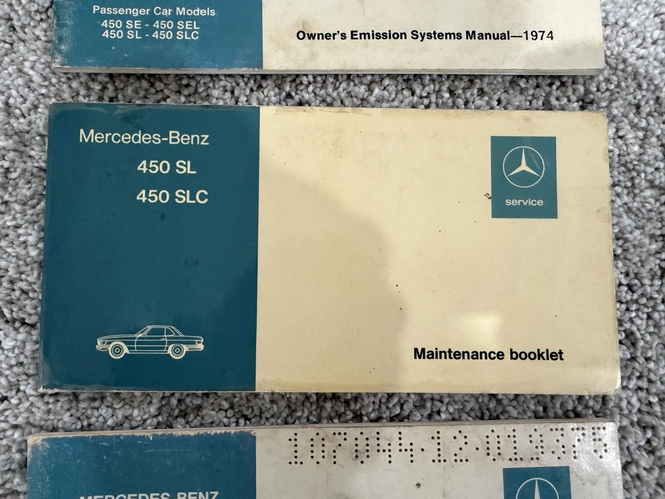 Mercedes Benz 450SL 1974 y 450SLC 107 manual del propietario guía del usuario Foto 3 de 4