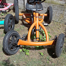 BERG Orange Metal Pedal Go-Kart 4-Wheel w/ Steering Wheel & Seat Age 4-7