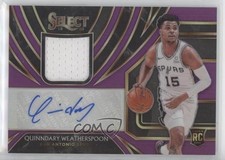2019-20 Select Rookie Jersey Purple Prizm 84/99 Quinndary Weatherspoon Auto s3g
