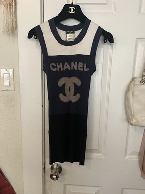 Gorgeous Chanel 11P Graphic Prints CC Logos Rib Knit Sleeveless Tank Top