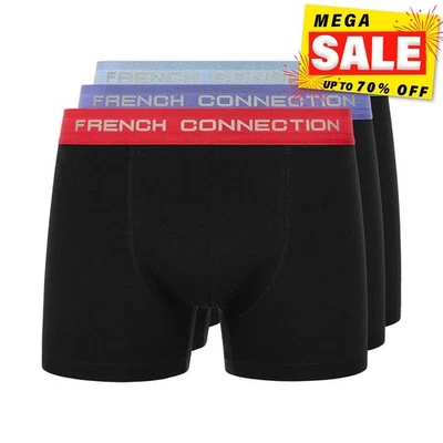 FRENCH CONNECTION_CLOTHING French Connection FC20 3pk Casual Boxer Shorts Comfort Underwear Classic Black