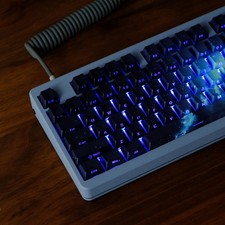 135 PCS Dark Blue Black PBT Cherry Profile Keycaps Side Print Shine Through
