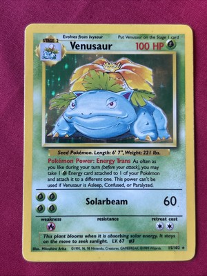 Venusaur 15/102 Base Set Holo Shiny Card Excellent Condition