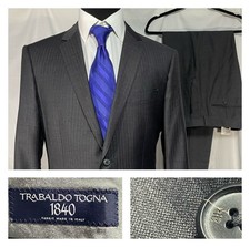 Banana Republic Togna Herringbone Wool 2pc Suit Jacket Pants Slim 44