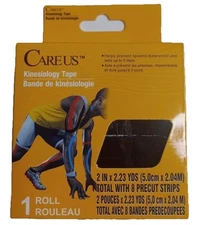Careus Kinesiology Tape KT Tape 8 Precut Strips 2"x 2.23 YDS BLACK