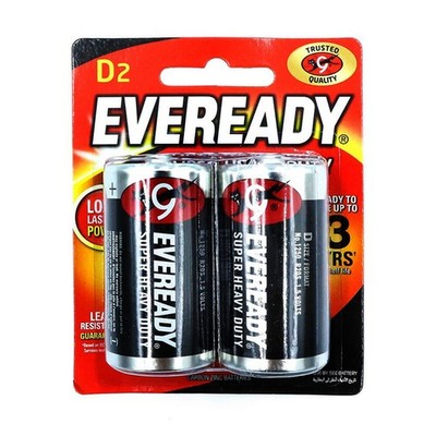 Eveready Super Heavy Duty Carbon-Zink-Batterie 1,5 Volt 1250 D 2er-Pack Schwarz
