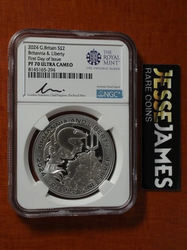 2024 £2 GREAT BRITAIN PROOF SILVER LIBERTY BRITANNIA MEDAL NGC PF70 FDI SUMMERS