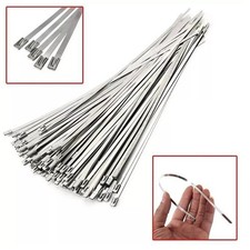 100 PCS Zip Ties 150/250*4.6mm Stainless Steel Metal Exhaust Wrap Locking Cable