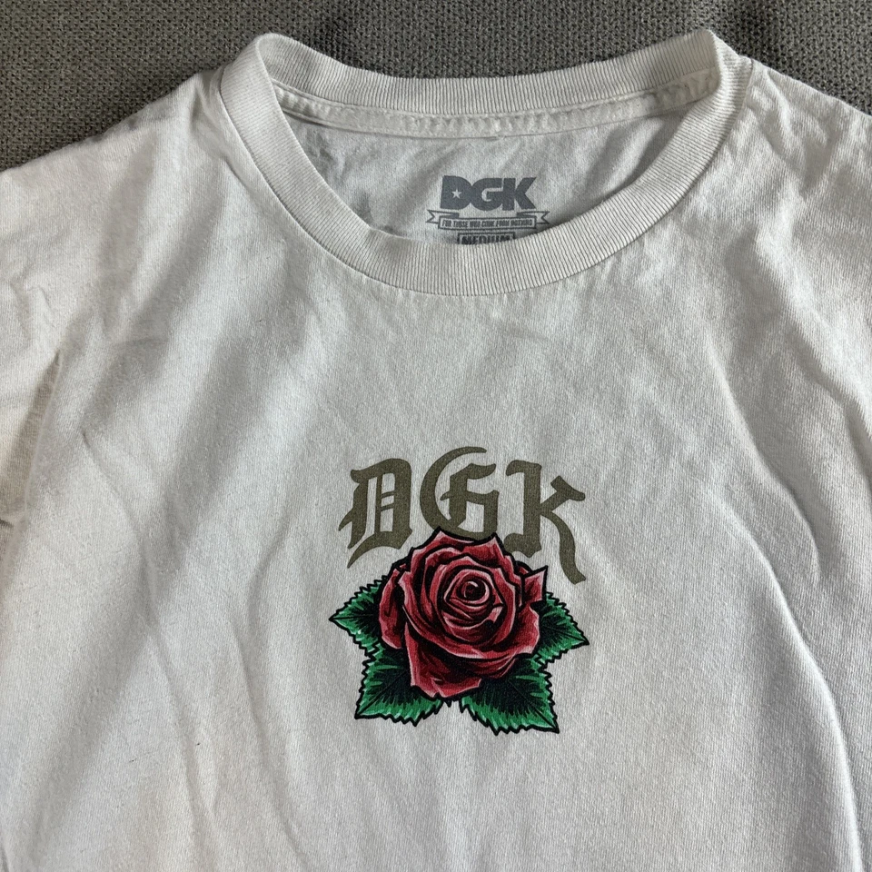 Camisa DGK Para Hombre Mediana Blanca Nuestra Señora de Guadalupe Virgen María Gráfico Rosa Patín Foto 3 de 4