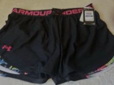 NWT Under Armour Girls Shorts YXL Black Athletic Loose Fit Youth XL NEW