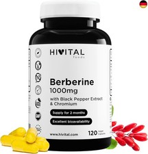 Berberin 1000 mg. 120 vegane Kapseln für für 2 Monate Behandlung. Natürlicher Ex