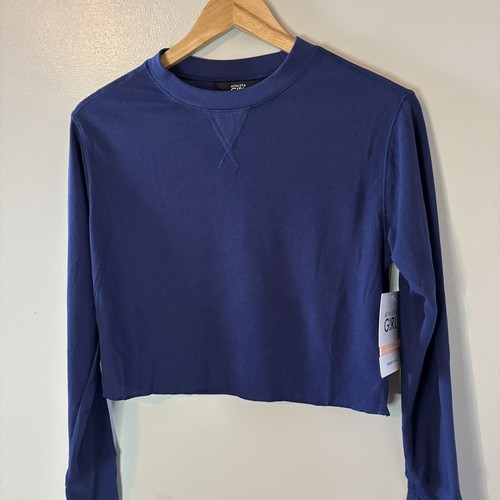 New Athleta Girl Wander Waffle Top Long Sleeve Navy Blue MSRP $39 Sz Large 12 - Picture 2 of 9