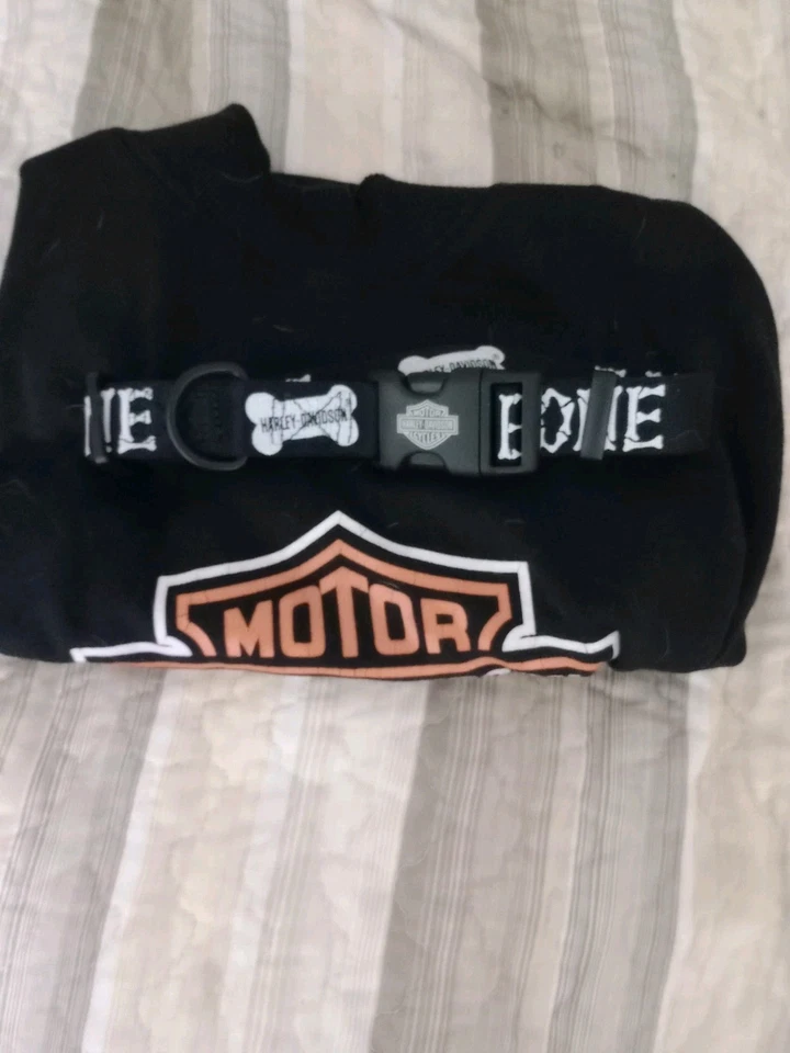 Logotipo Harley Davidson, camisa preta para cachorro GG com LG. Gola - Imagem 4 de 4