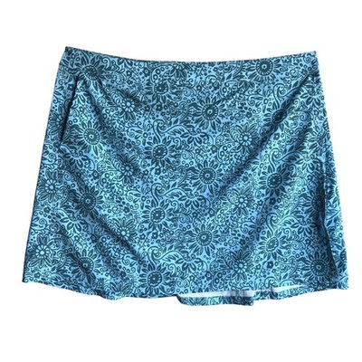 RipSkirt Hawaii Teal Floral Paisley Wrap Skirt Adjustable Quick Dry Size XXL