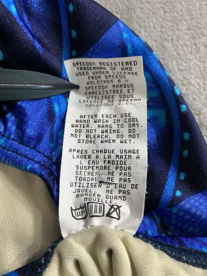 Traje de baño Speedo de colección para mujer talla 34/10 azul geométrico de una pieza espalda deportiva años 90 EE. UU. Foto 4 de 4