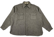 Vintage Woolrich Wool Shirt Shacket Men's Size 18 Gray Striped USA