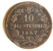 1867 N Italy 10 Centesimi   (214)