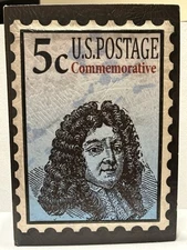 Vintage Faux Book Box Hidden Storage – 5¢ U.S. Postage Commemorative Stamp