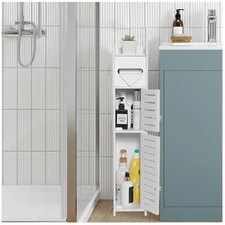 Slim Over-The-Toilet Storage Cabinet in White - Perfect for Small Bathrooms