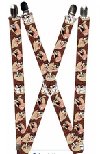 Tasmanian Devil Warner Bros Looney Tunes Buckle Down 1" Suspenders NEW
