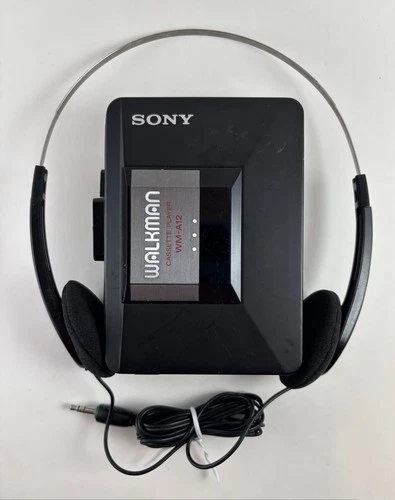 Vtg Sony Walkman WM-A12 Cassette Player w/Headphones PARTS OR REPAIR NOT WORKING