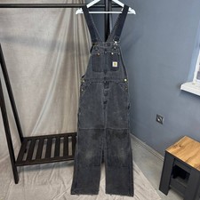 Vintage Carhartt Double Knee Bib Overalls Faded Black Grey Workwear W36 L32