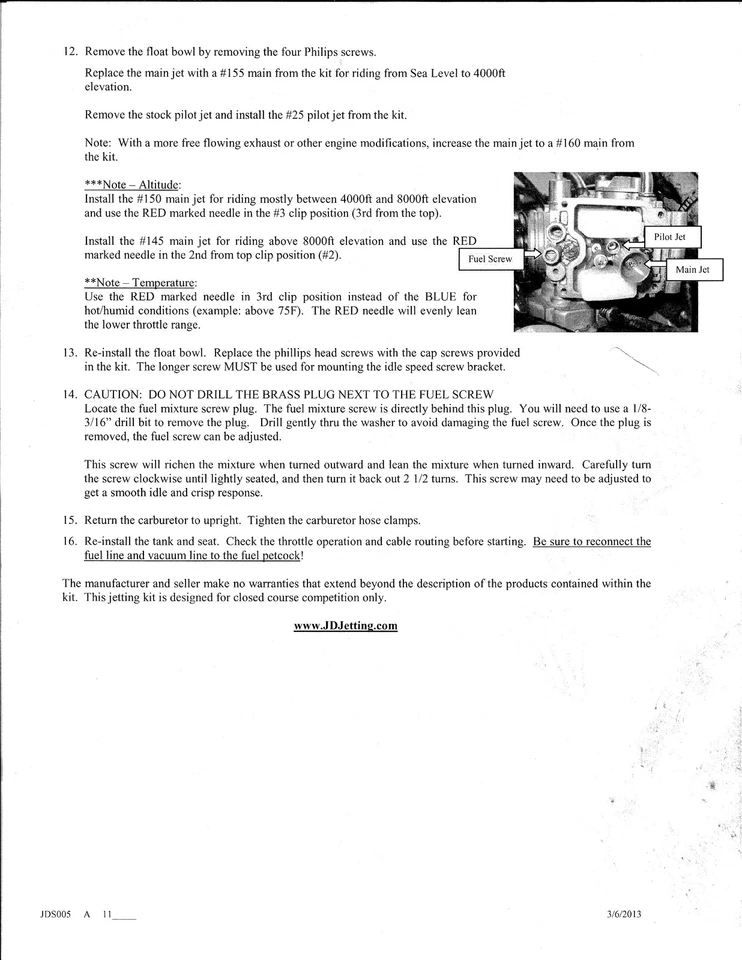 Kit de jet de alto rendimiento JD Jetting JDS005 KLX400SR DRZ400S DRZ400SM DRZ400E Foto 3 de 3