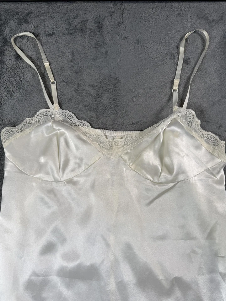 Lencería clásica alta vintage sin cordones completa para mujer grande marfil satinado correas de encaje Foto 2 de 4