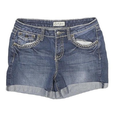 EARL JEAN Womens Denim Blue Casual Shorts M W28 Cuffed Hem Stitch