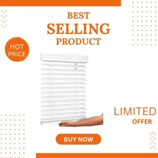 Stylish Room Darkening Faux Wood Blinds 34.5"W x 60"L - Cordless Design