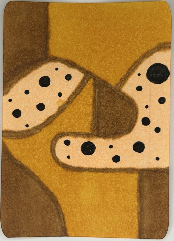 Modern Abstract Polka Dot Area Rug Brown Beige Black Rectangle