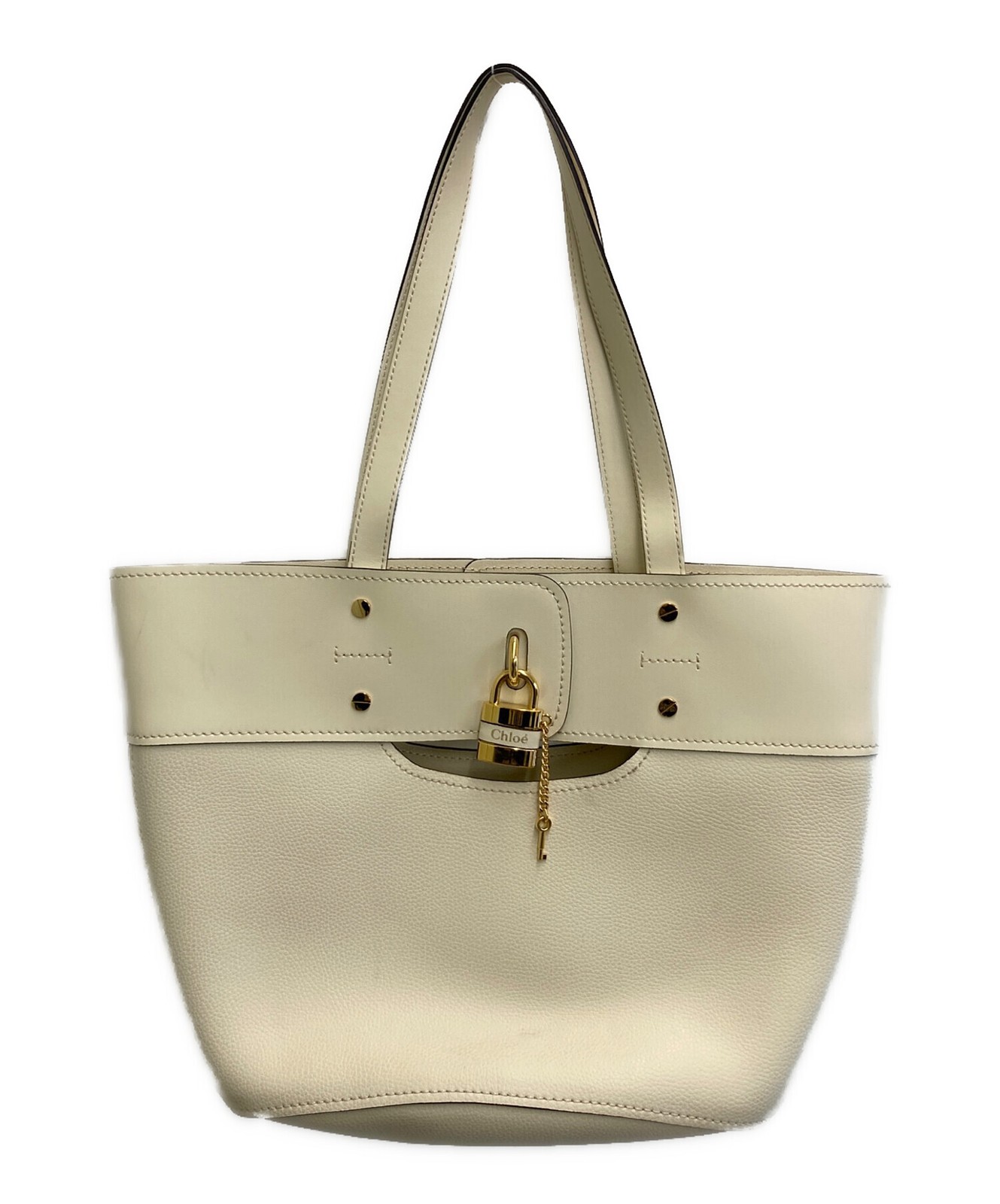 Chloe Ivory Leather Tote Bag with Timeless Elegance