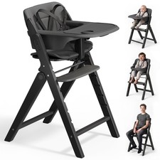 GrowPod Pro Wooden Baby High Chair 6 Months to 220lbs Easy to Clean W/ Tray