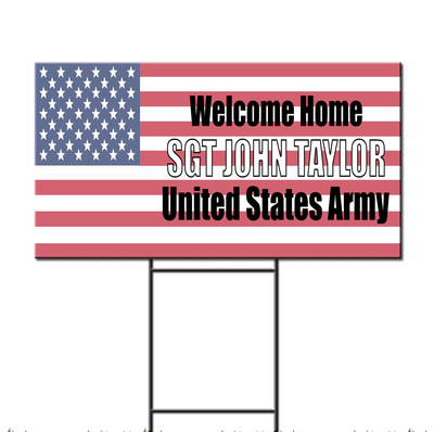 Welcome Home Custom Name Military Corrugated Plastic Yard Sign /FREE Stakes