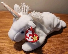 Vintage Ty Beanie Baby MYSTIC the Unicorn Tan Horn Coarse Yarn Mane - Errors
