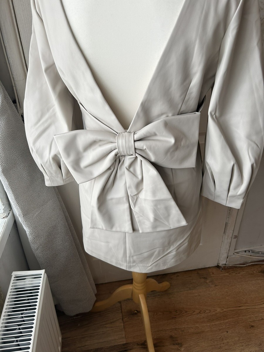 forever new bow back mini dress in ivory Forever New Bow Front Mini Dress, White