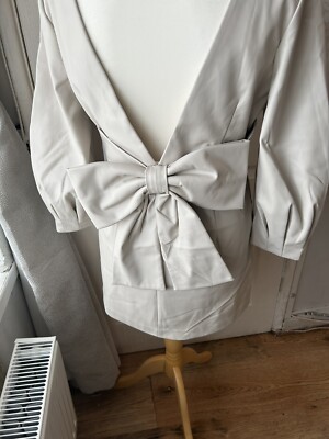 Forever New Petite Faux Leather Plunge Bow Back Mini Dress. Size14 Cream |  eBay UK