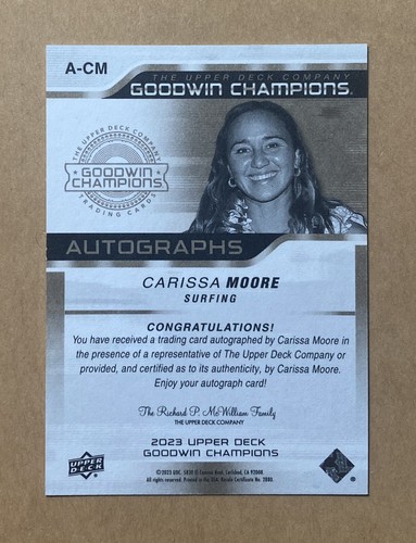 2023 UD Goodwin Champions #A-CM Carissa Moore Autogramme Autogramm Auto Surfen - Bild 2 von 2