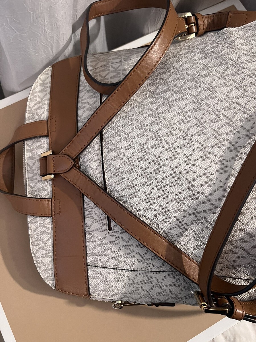 MICHAEL KORS RHEA MEDIUM SIGNATURE LOGO SLIM BACKPACK $328