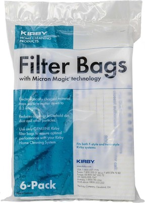 KIRBY Vacuum System Filter Bags with Micron Magic technology 6 Pack 1, White 