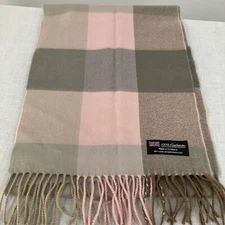 Cashmere Plaid Long Scarf Made Scotland Fringed Soft