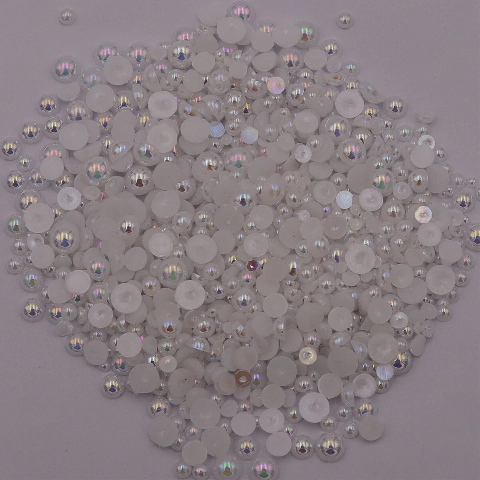 ABS Imitation Pearls Half Round Flat back Acrylic Beads DIY For Jewelry Making - Image 2 of 4