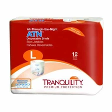 Tranquility ATN Adult Brief, Tab Closure, Heavy Absorbency, Large, Bag of 12