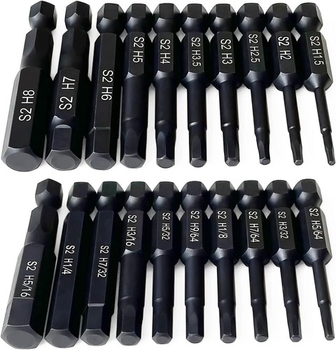 Hex Head Allen Wrench Drill Bit Set (10pc Metric & 10pc SAE), , Upgraded 1/4"... - 第 1/2 張圖片