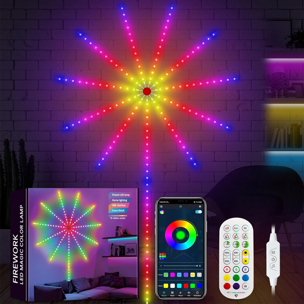Smart Firework LED Strip Lights RGB Music Sync Remote App Controlled