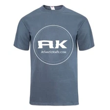 Atlantic Knife AK X-Large XL Blue-Gray Logo Short Sleeve T-Shirt 322