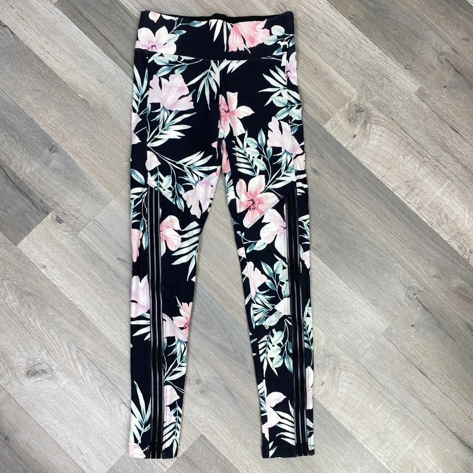 Leggings Pink Victorias Secret Mujer XS Tropical Malla Rayas Negro Rosa Tobillo Foto 4 de 4